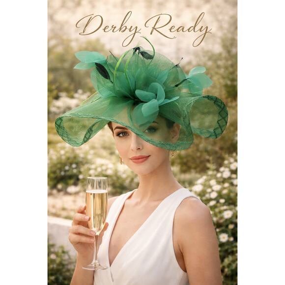 Unbranded Accessories - SOLD Emerald Derby FascinatorvFloral Statement Hat Race Day Wedding Guest Garden